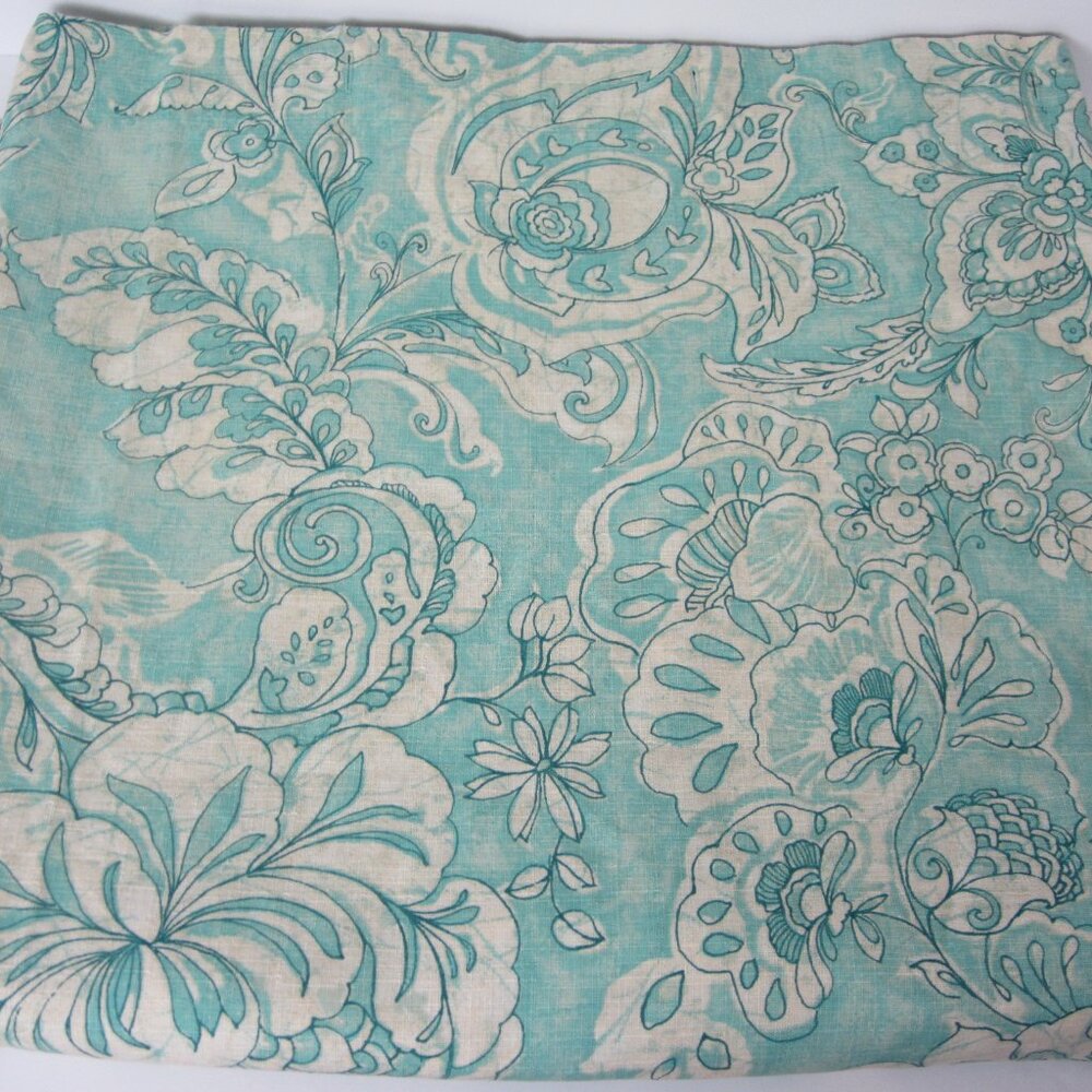 World Market Adelaide Shower Curtain Aqua Blue Paisley Floral 72x72 NEW